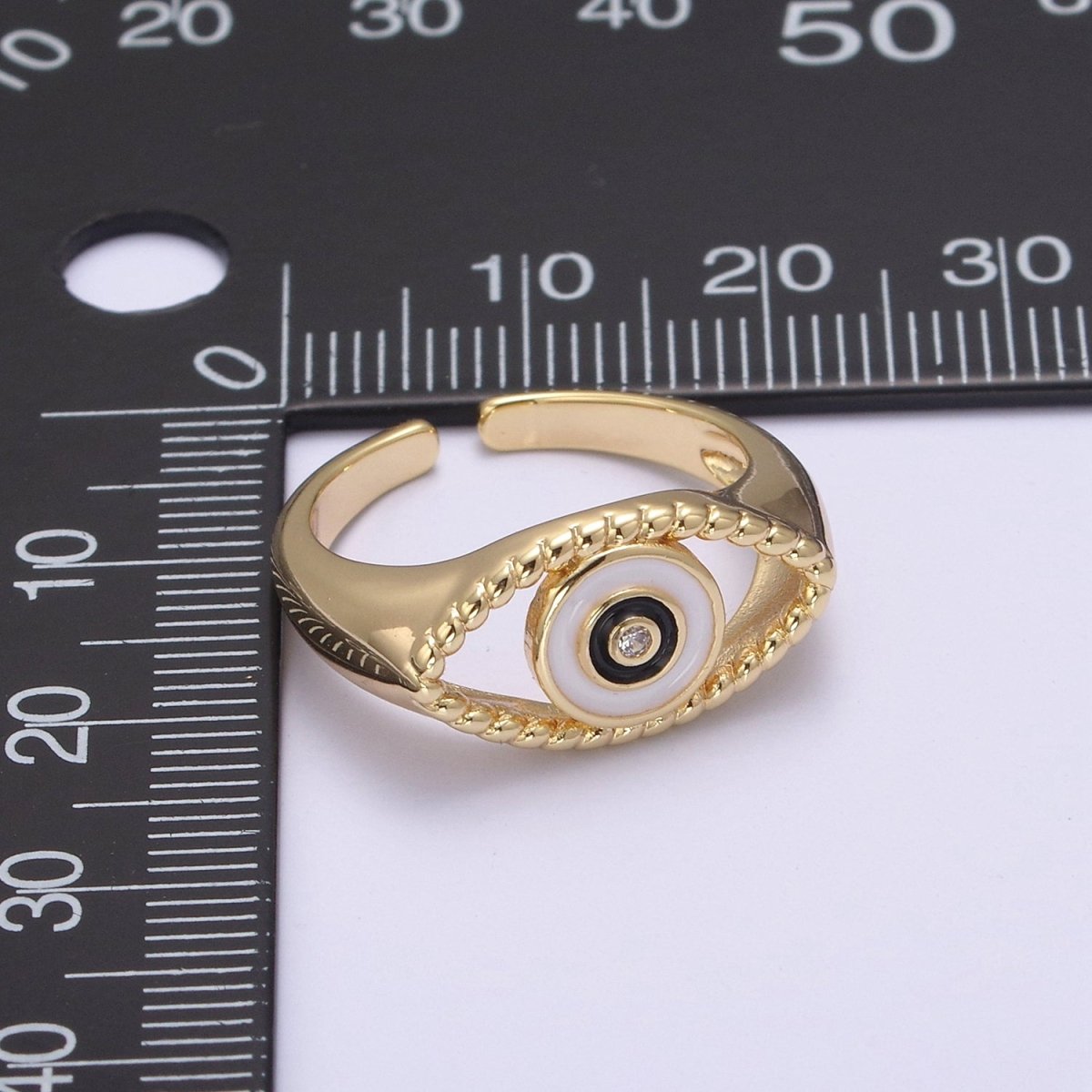 Gold plated eye ring | Open evil eye ring | Evil eye jewelry | protection evil eye ring U-254 ~ U-257