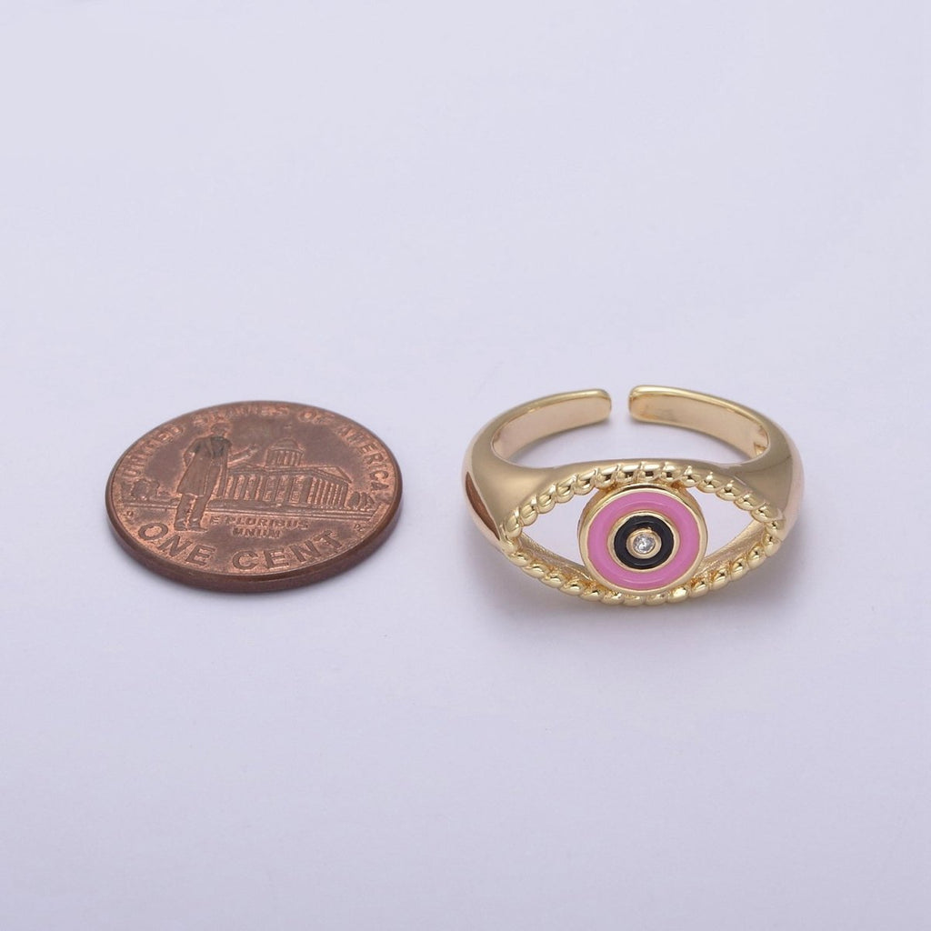 Gold plated eye ring | Open evil eye ring | Evil eye jewelry | protection evil eye ring U-254 ~ U-257