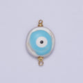 Gold plated Flat Button Pearl Connector with Glitter Blue Evil Eye Enamel Link Charm For Jewelry Making G-542 G-543