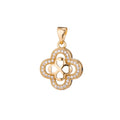 Gold plated four leaf clover Flower Hearts, lucky Lover Heaven, Love, Romantic, Cubic Zirconia Necklace Pendant Charm for jewelry making I-346 - DLUXCA