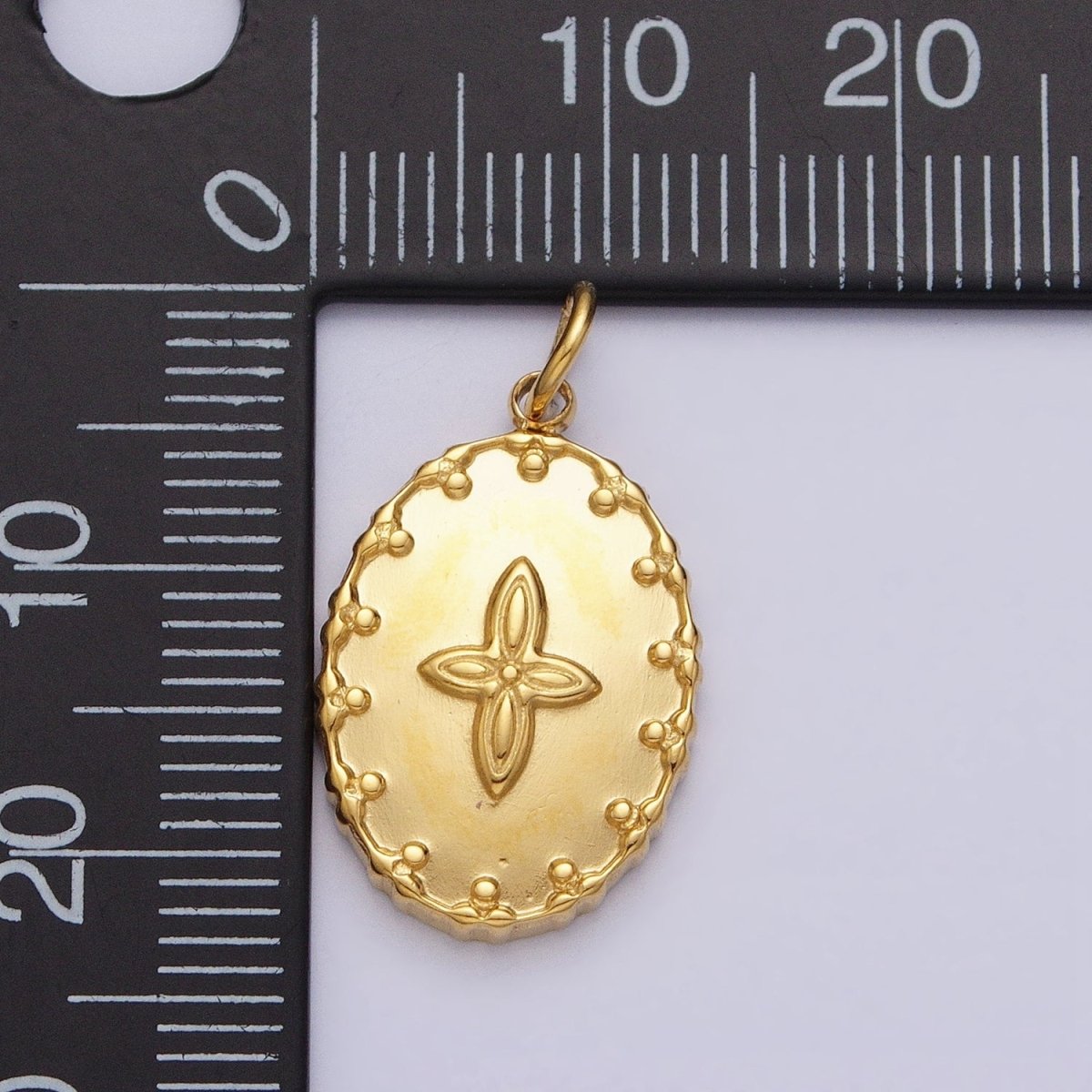 Gold plated Four-Leaf Petal Flower Artisan Oval Add-On Charm in Gold & Silver | AC595 AC596