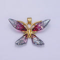 Gold plated Fuchsia, Blue Fairy Butterfly Pendant  I-089 I-092