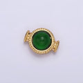 Gold plated Green Cats Eye Round Beaded Connector G-642 - DLUXCA