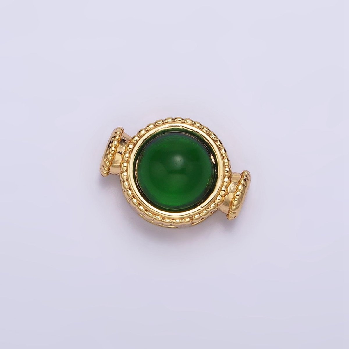 Gold plated Green Cats Eye Round Beaded Connector G-642 - DLUXCA