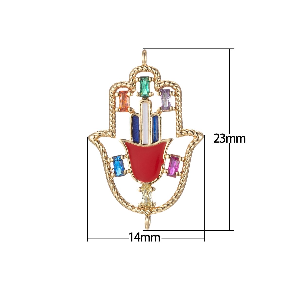 Gold plated Hamas Hand Charm Connector Hand of Fatima Protection Amulet Good Luck Hand Of God Bracelet Earring Necklace Link Connector F-870 - DLUXCA