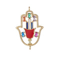 Gold plated Hamas Hand Charm Connector Hand of Fatima Protection Amulet Good Luck Hand Of God Bracelet Earring Necklace Link Connector F-870 - DLUXCA
