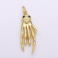 Gold plated Hand Skeleton Charm D-832 - DLUXCA