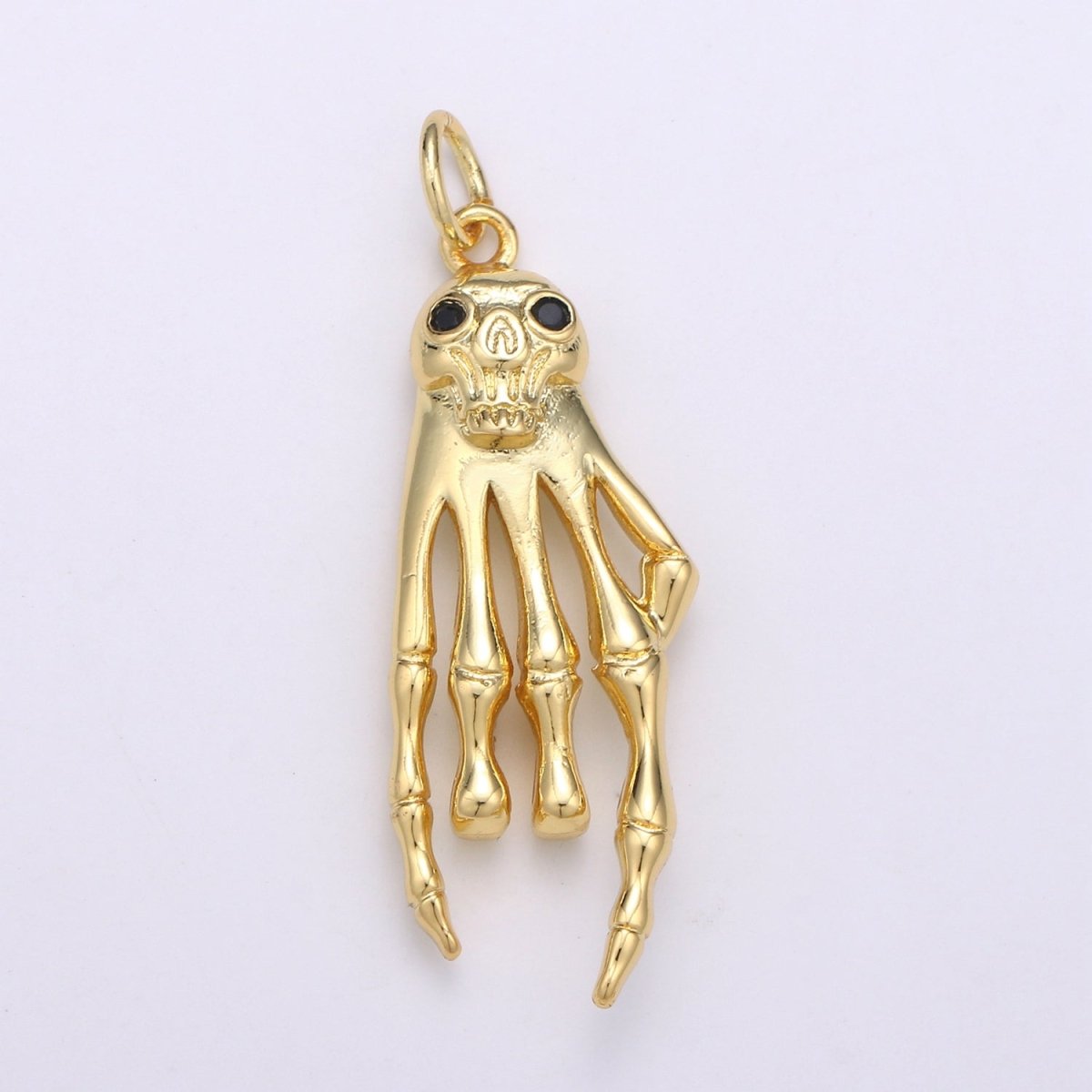 Gold plated Hand Skeleton Charm D-832 - DLUXCA
