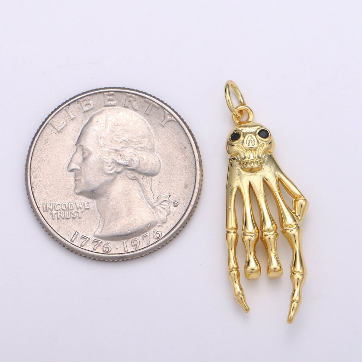 Gold plated Hand Skeleton Charm D-832 - DLUXCA