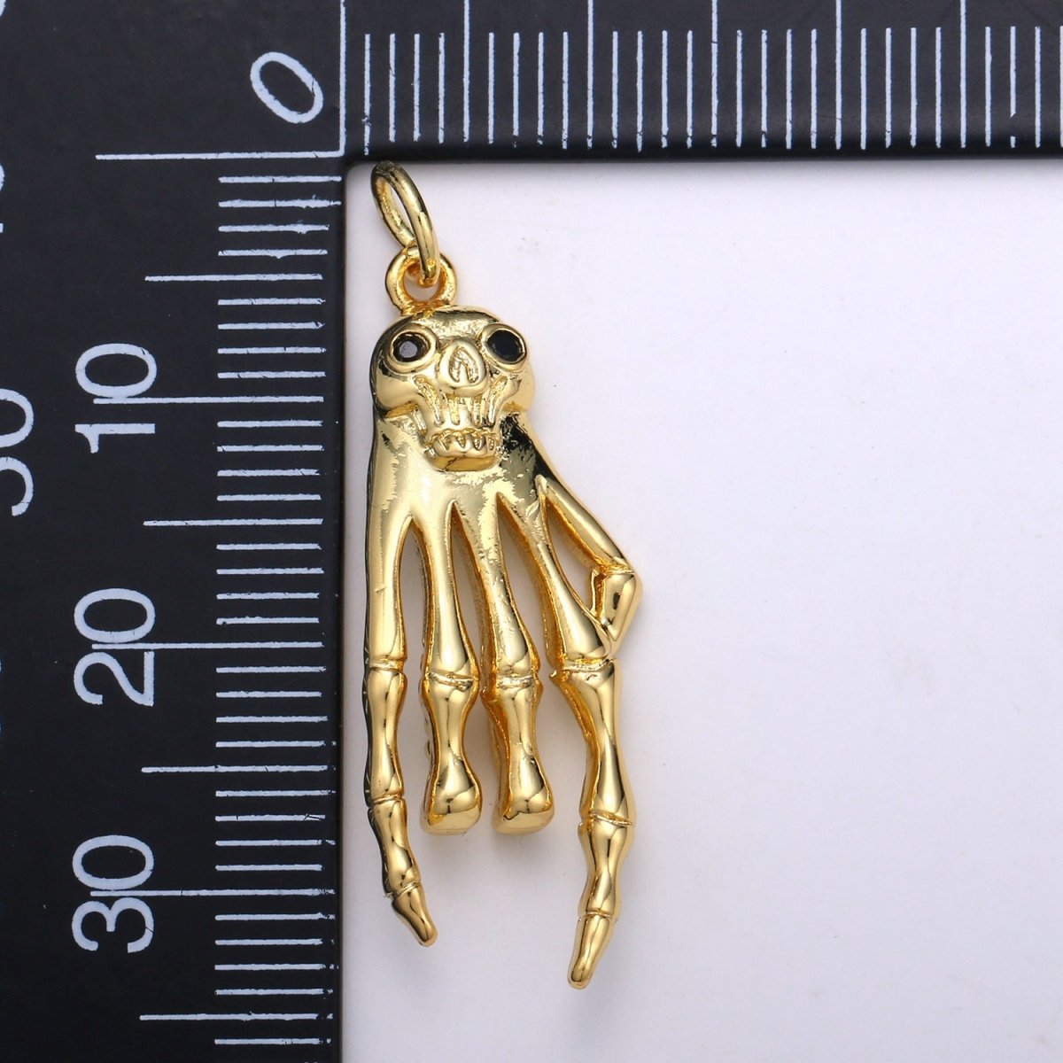 Gold plated Hand Skeleton Charm D-832 - DLUXCA
