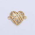 Gold plated heart Charm Connector, Bracelet Connector, Cubic Heart armlet Connector, CZ Link Charm Jewelry Connector F-365 - DLUXCA