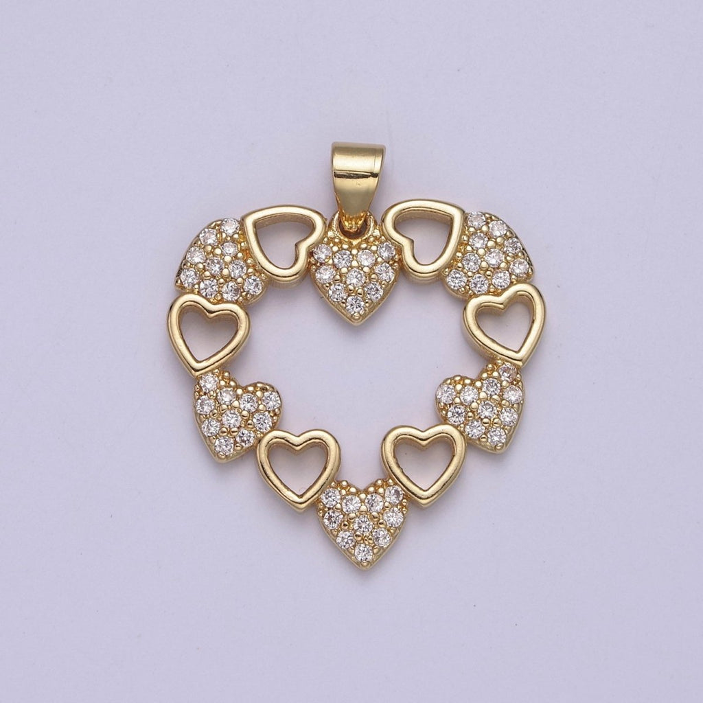 Gold plated heart cubic charm, gold heart pendant Love Minimalist Jewelry J-442 - DLUXCA