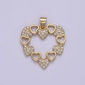 Gold plated heart cubic charm, gold heart pendant Love Minimalist Jewelry J-442 - DLUXCA