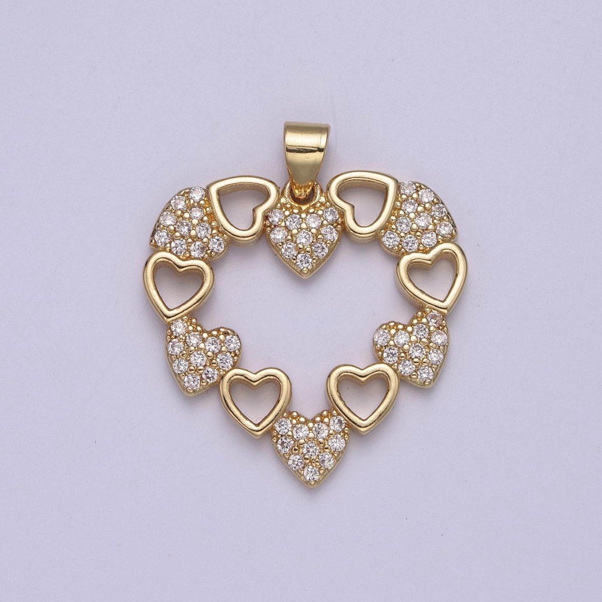 Gold plated heart cubic charm, gold heart pendant Love Minimalist Jewelry J-442 - DLUXCA
