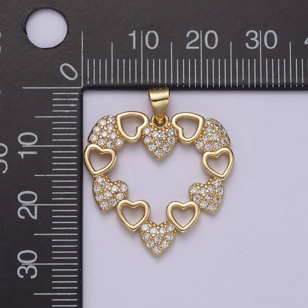Gold plated heart cubic charm, gold heart pendant Love Minimalist Jewelry J-442 - DLUXCA