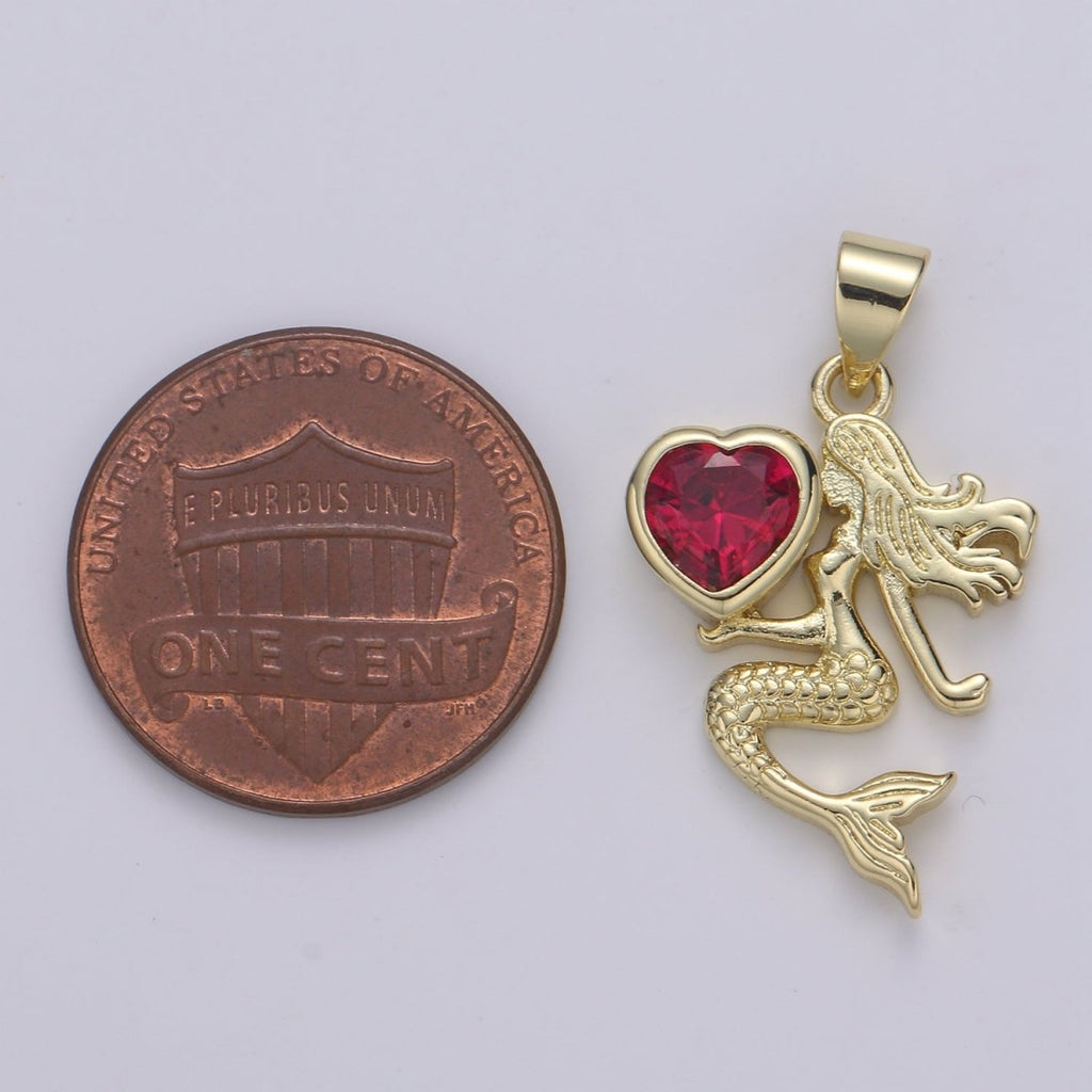 Gold plated Heart Mermaid Pendants  H-285 H-286