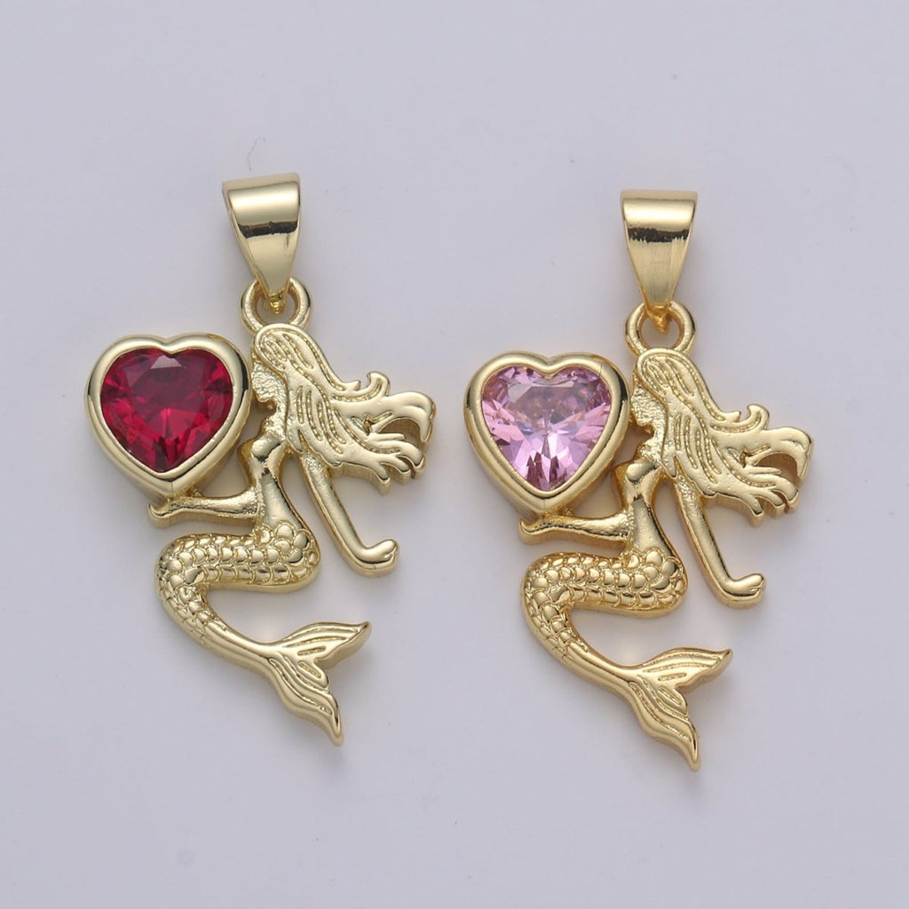 Gold plated Heart Mermaid Pendants  H-285 H-286