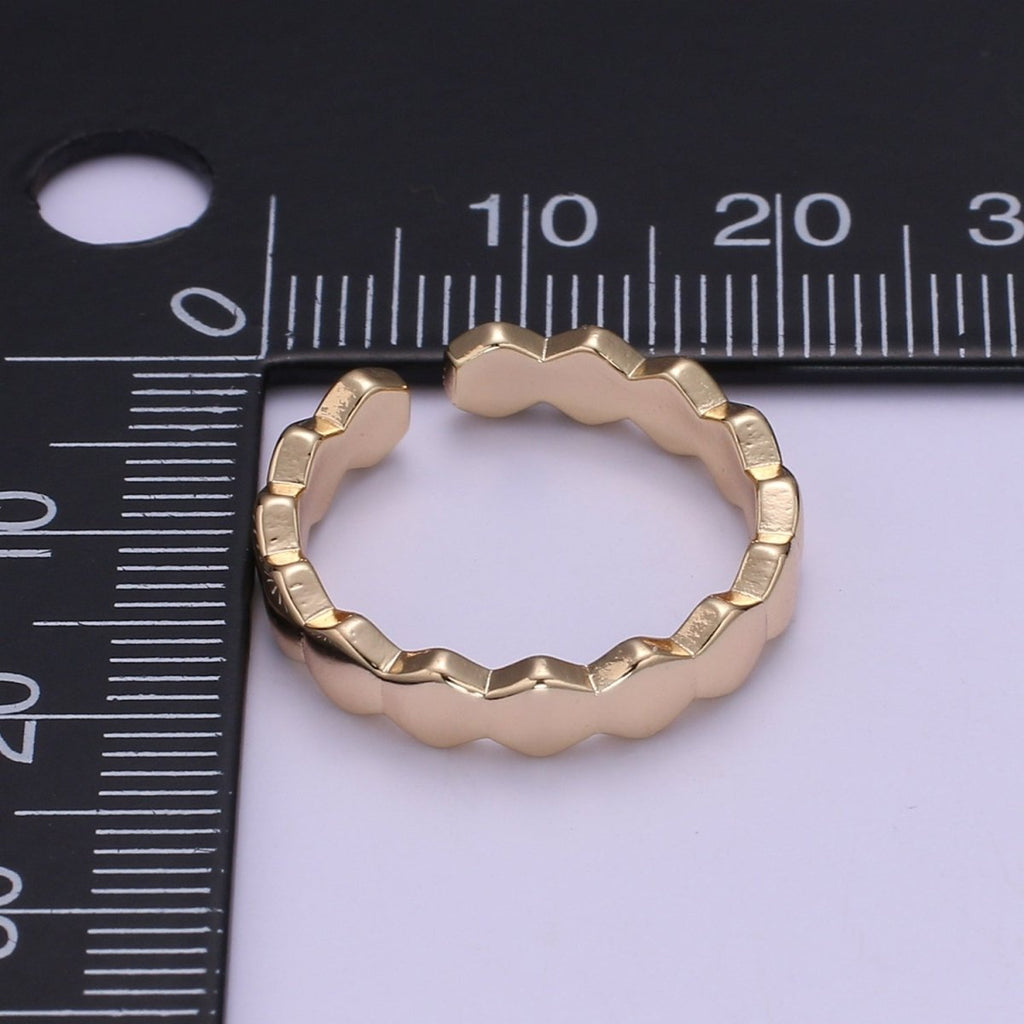Gold plated Hexagon Band Adjustable Ring O-322 - DLUXCA