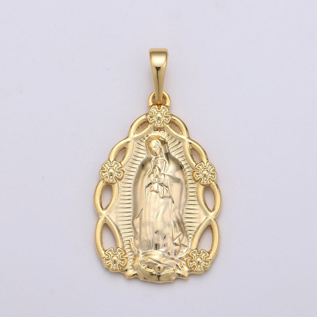 Gold plated Holy Mary Lady of Guadalupe Pendants J-117 - DLUXCA