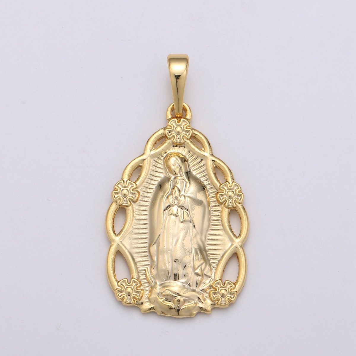 Gold plated Holy Mary Lady of Guadalupe Pendants J-117 - DLUXCA
