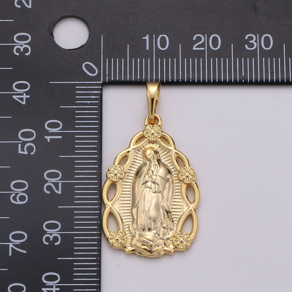 Gold plated Holy Mary Lady of Guadalupe Pendants J-117 - DLUXCA