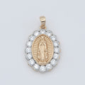 Gold plated Holy Mary Lady of Guadalupe Praying Religious Cubic Zirconia Crystal Oval Pendants H-728 - DLUXCA