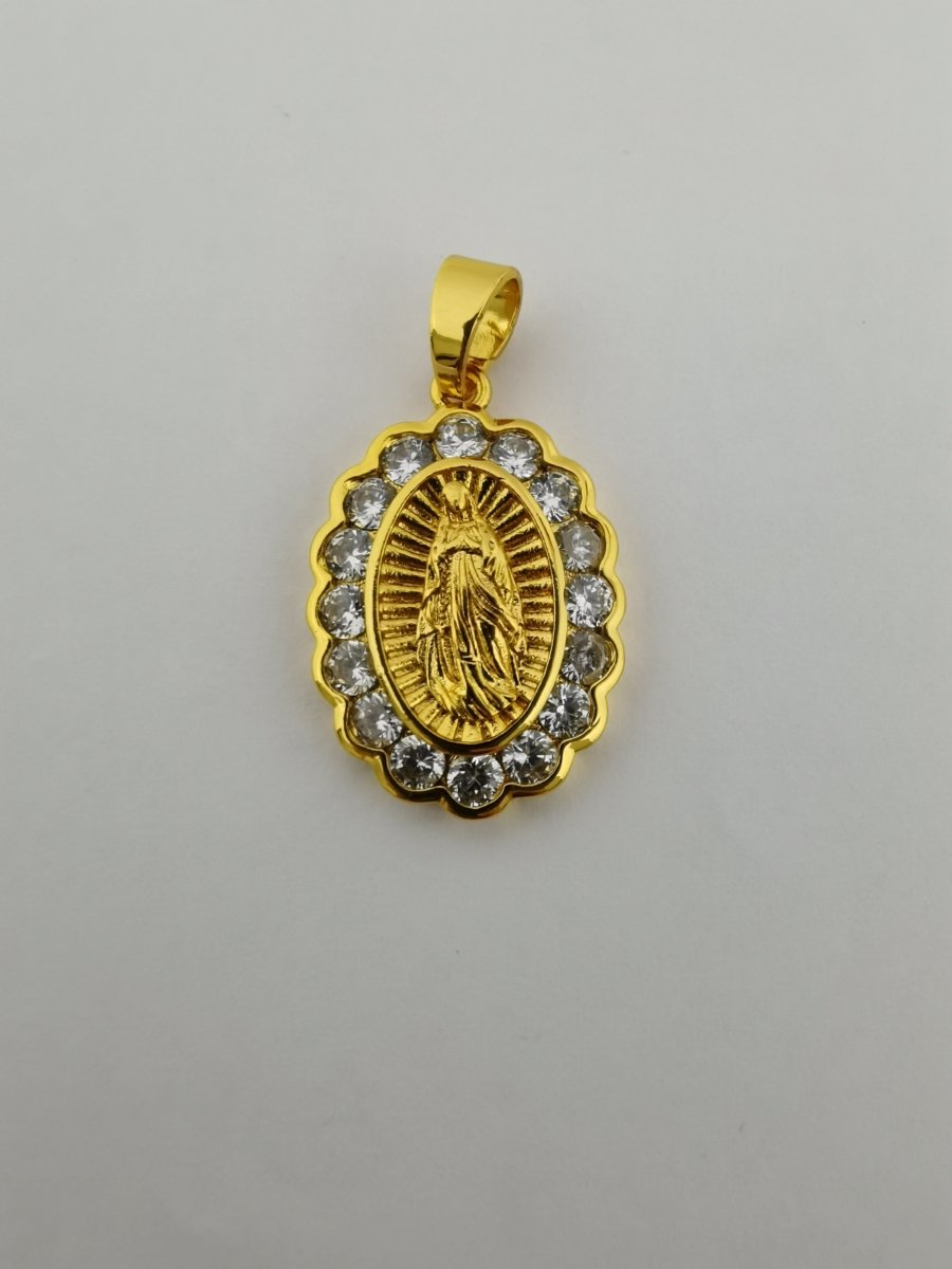 Gold plated Holy Mary Oval Pendants I-737 - DLUXCA