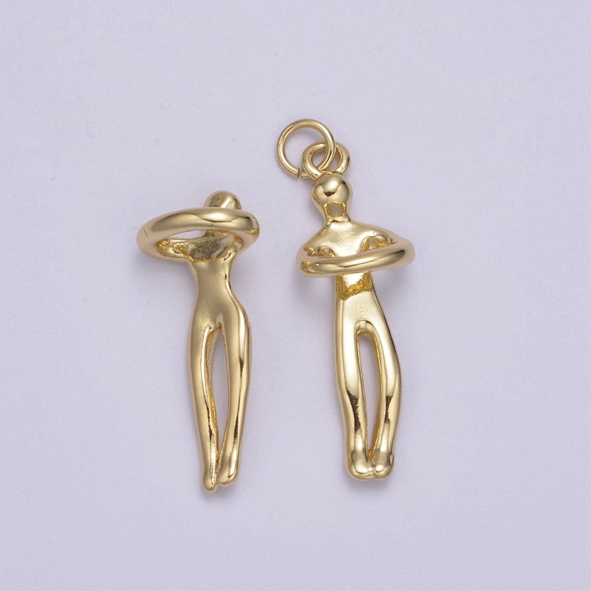 Gold plated Hugging Couple Charm Soulmate Necklace Pendant for Valentine Eternal Love Gift, Wedding Anniversary Gift H-832 N-448 - DLUXCA