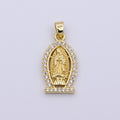 Gold plated Lady Guadalupe Virgin Mary Medallion Pendant Micro Pave Religious Jewelry Supply AA432 AA433