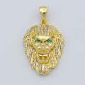 Gold plated Lion Charm, Animal King Pendant, Roar Tiger Bracelet, Wild Animal Charm for Statement Jewelry Component J-867 - DLUXCA