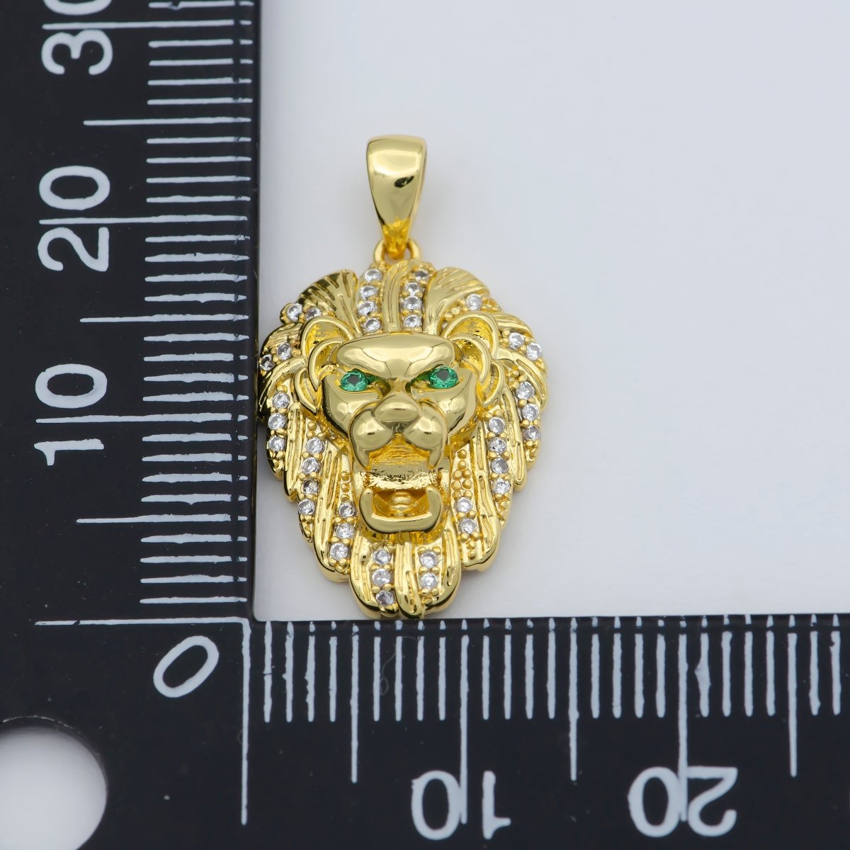 Gold plated Lion Charm, Animal King Pendant, Roar Tiger Bracelet, Wild Animal Charm for Statement Jewelry Component J-867 - DLUXCA