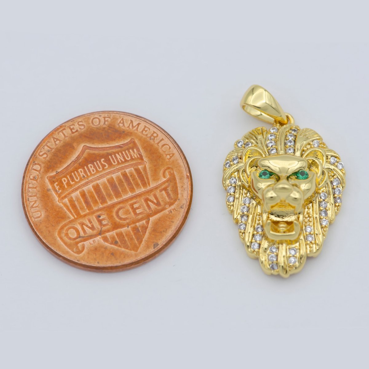 Gold plated Lion Charm, Animal King Pendant, Roar Tiger Bracelet, Wild Animal Charm for Statement Jewelry Component J-867 - DLUXCA