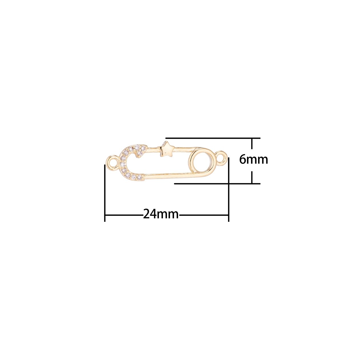 Gold plated Little Star Metal Safety Pin link Connector for Earring Bracelet Necklace F-051 - DLUXCA