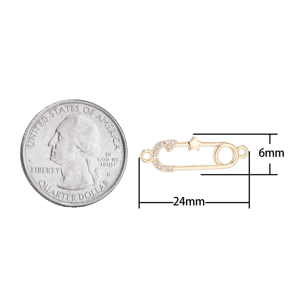 Gold plated Little Star Metal Safety Pin link Connector for Earring Bracelet Necklace F-051 - DLUXCA