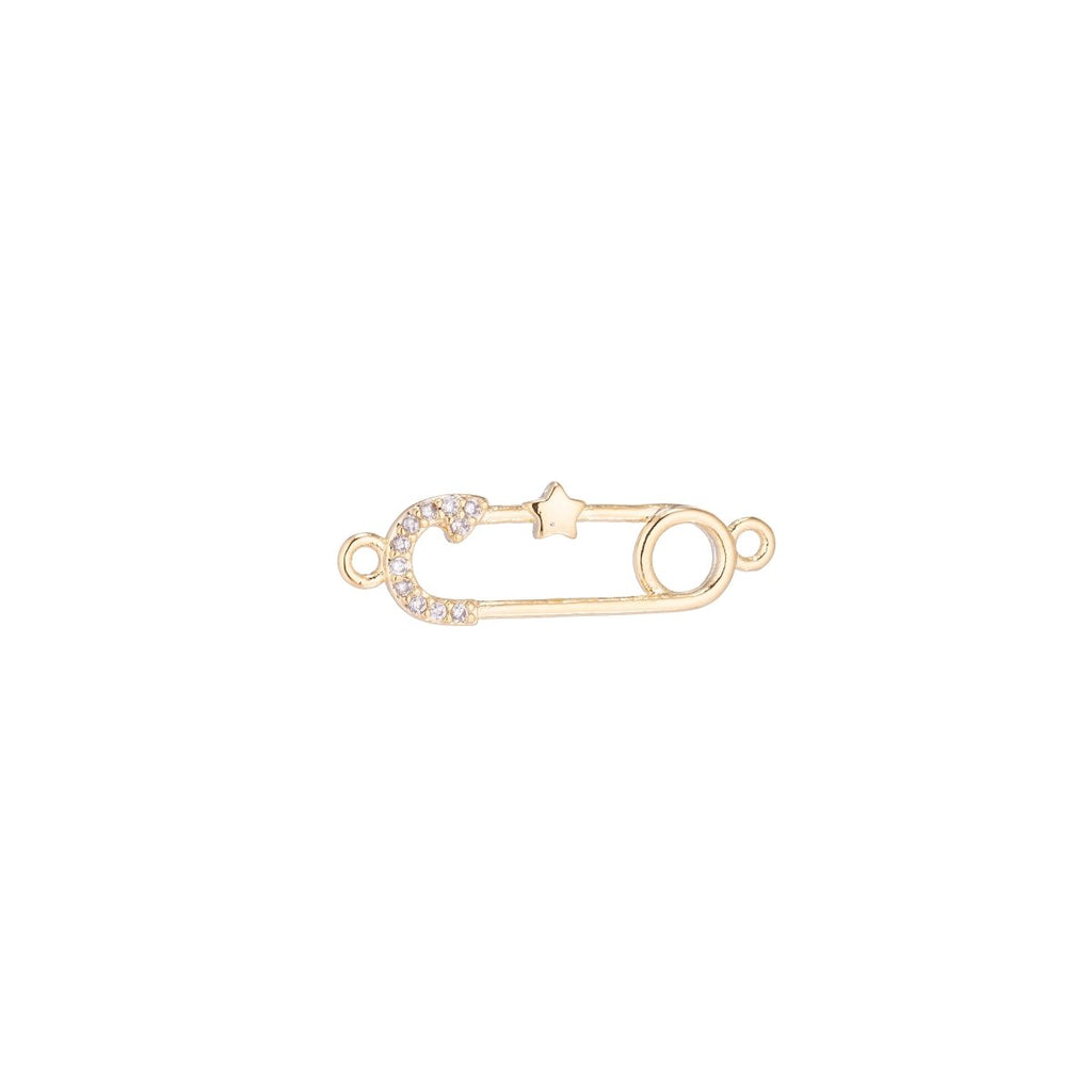 Gold plated Little Star Metal Safety Pin link Connector for Earring Bracelet Necklace F-051 - DLUXCA