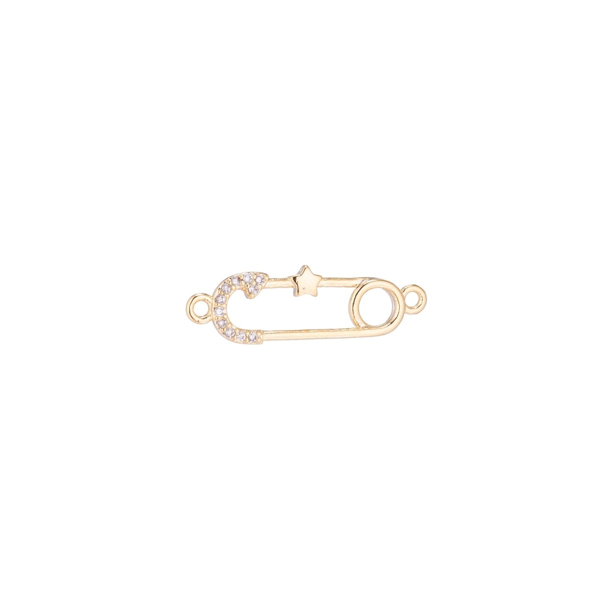 Gold plated Little Star Metal Safety Pin link Connector for Earring Bracelet Necklace F-051 - DLUXCA