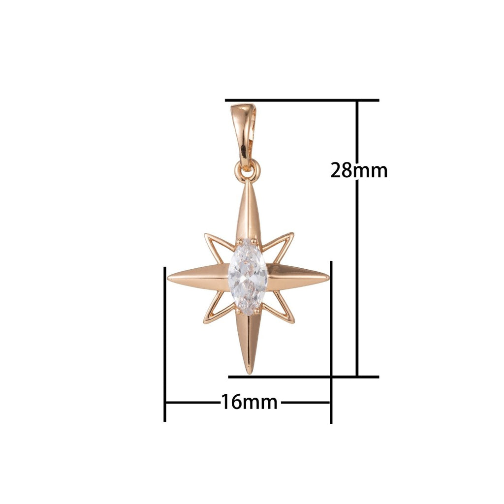 Gold plated Long Star Pendants I-815 - DLUXCA