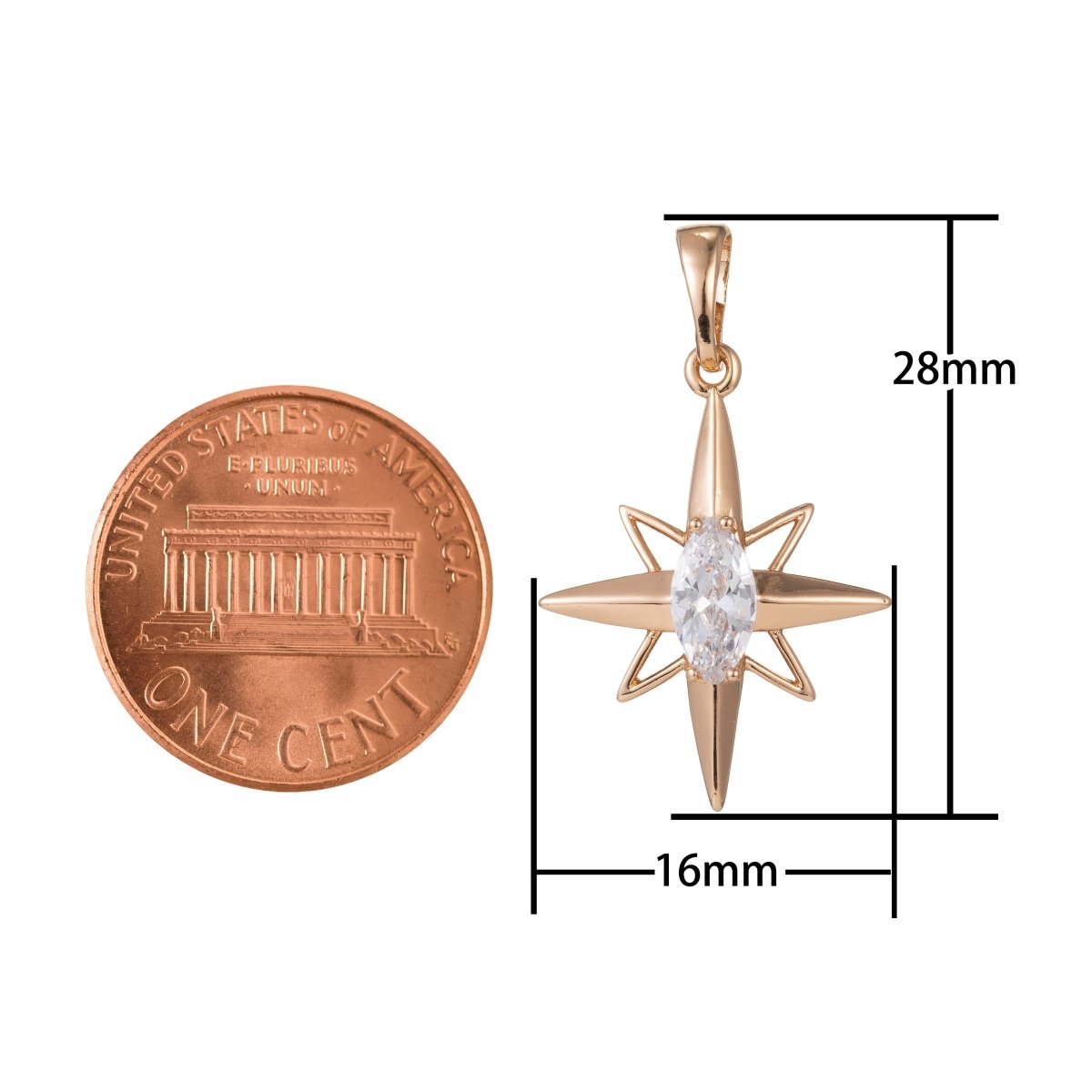 Gold plated Long Star Pendants I-815 - DLUXCA