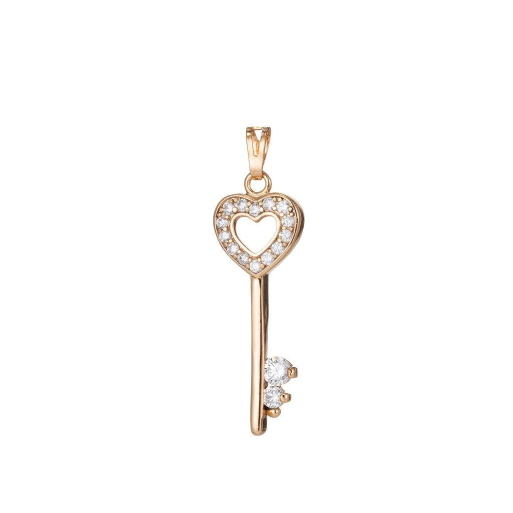 Gold plated Love Heart Key Pendants I-534 - DLUXCA