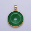 Gold plated Malaysian Green Jade Donut Pendant in Gold & Silver | AA103 AA104 - DLUXCA