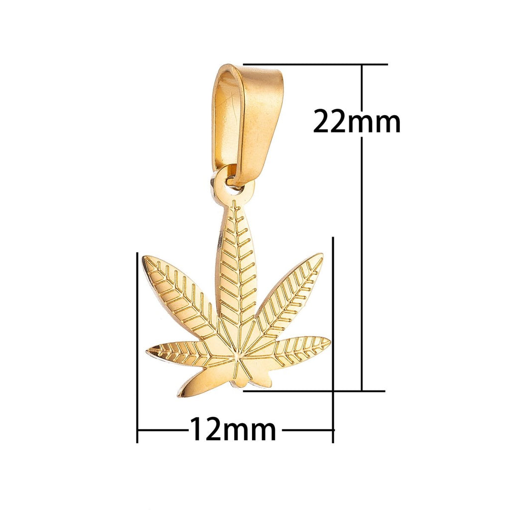 Gold plated Marijuana Leaf Six Leaves Plant Necklace Pendant Bracelet Beads Earring Charm Bails for Jewelry Making, J-371 - DLUXCA