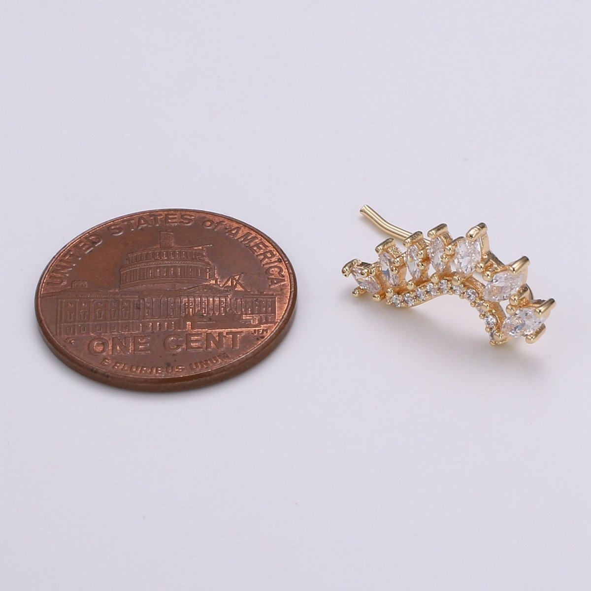 Gold plated Marquise Curve Stud Earrings CZ Mini Geometric Formal Casual Micro Pave Daily Wear Earring Jewelry P-020 - DLUXCA