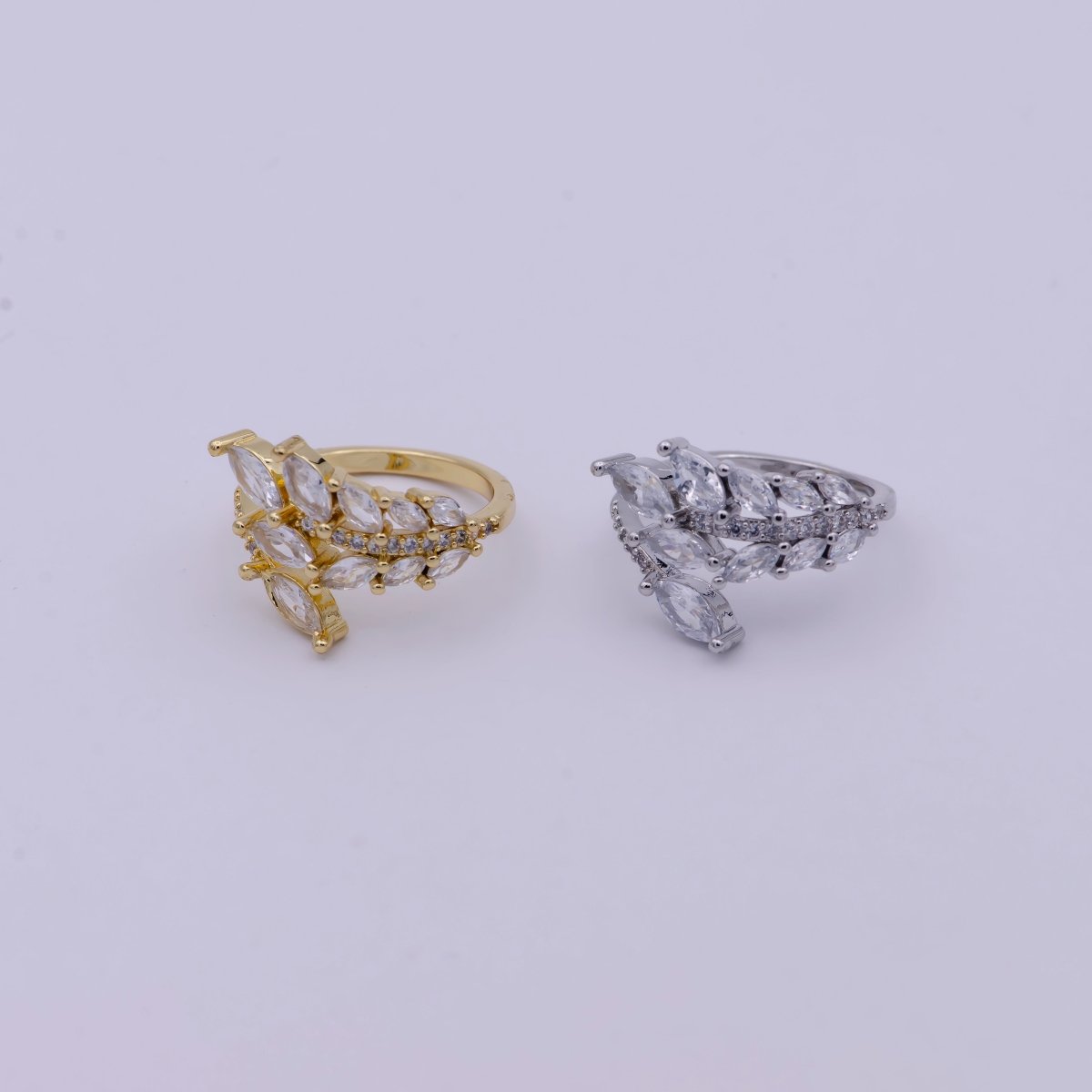 Gold plated Marquise CZ Ring, Silver CZ Ring, High Quality CZ Ring, marquise classic ring Open Adjustable U-069 U-070