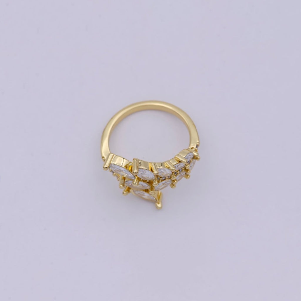 Gold plated Marquise CZ Ring, Silver CZ Ring, High Quality CZ Ring, marquise classic ring Open Adjustable U-069 U-070