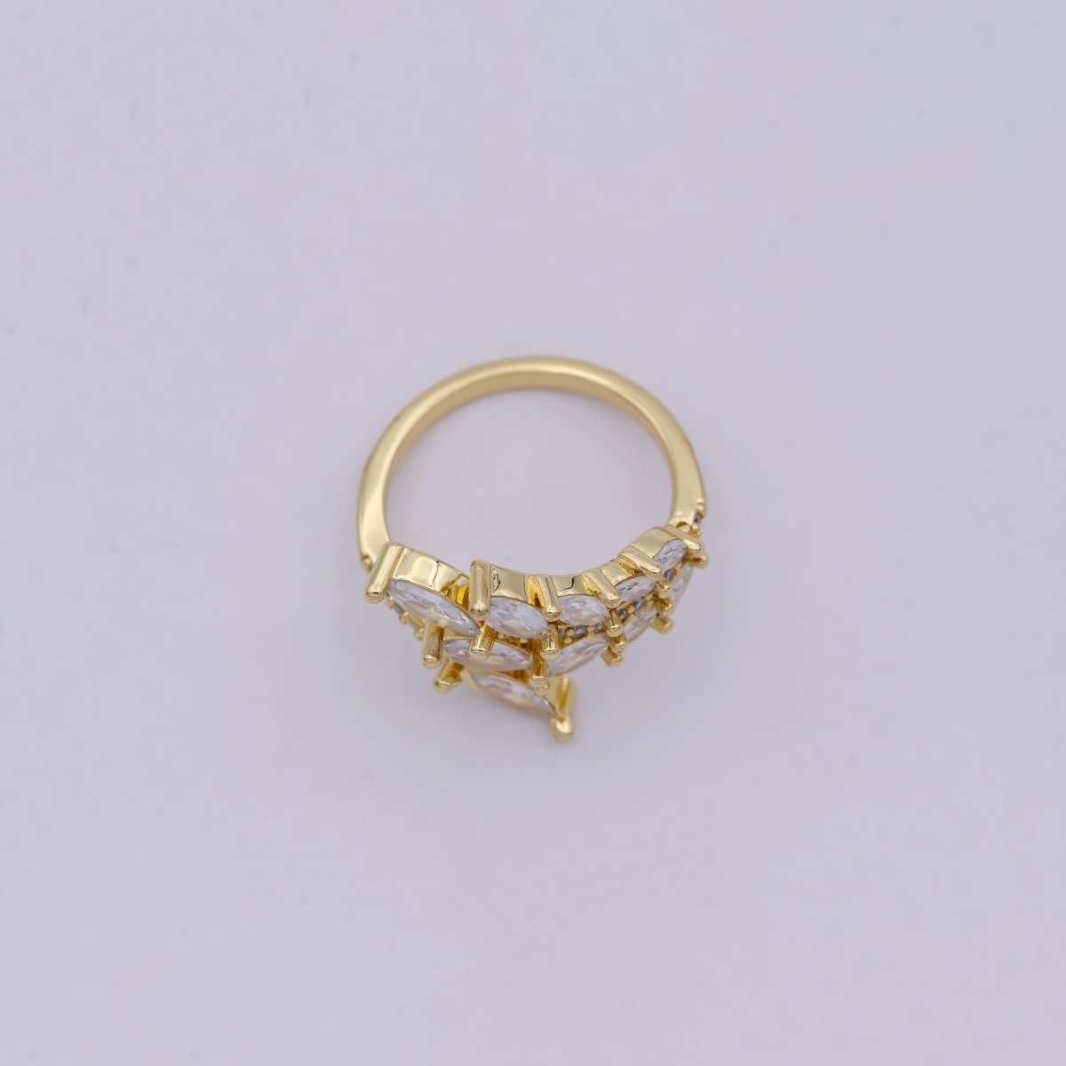 Gold plated Marquise CZ Ring, Silver CZ Ring, High Quality CZ Ring, marquise classic ring Open Adjustable U-069 U-070
