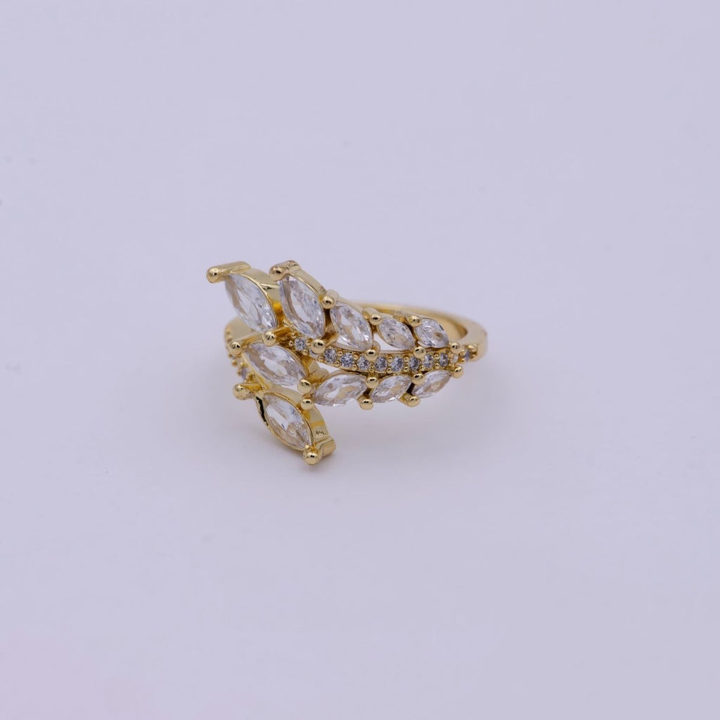 Gold plated Marquise CZ Ring, Silver CZ Ring, High Quality CZ Ring, marquise classic ring Open Adjustable U-069 U-070