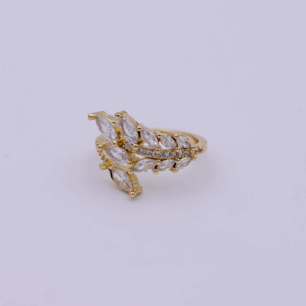 Gold plated Marquise CZ Ring, Silver CZ Ring, High Quality CZ Ring, marquise classic ring Open Adjustable U-069 U-070