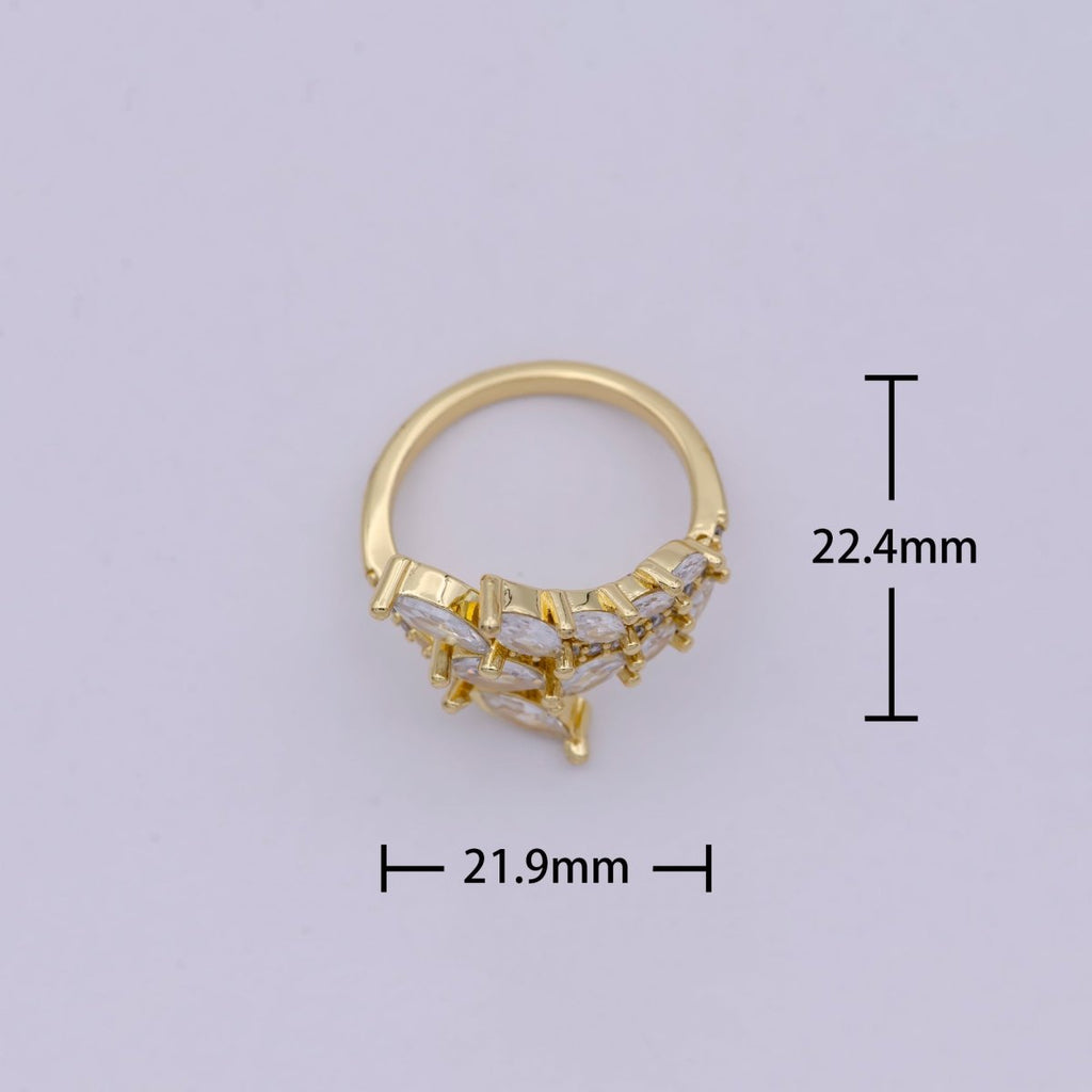 Gold plated Marquise CZ Ring, Silver CZ Ring, High Quality CZ Ring, marquise classic ring Open Adjustable U-069 U-070