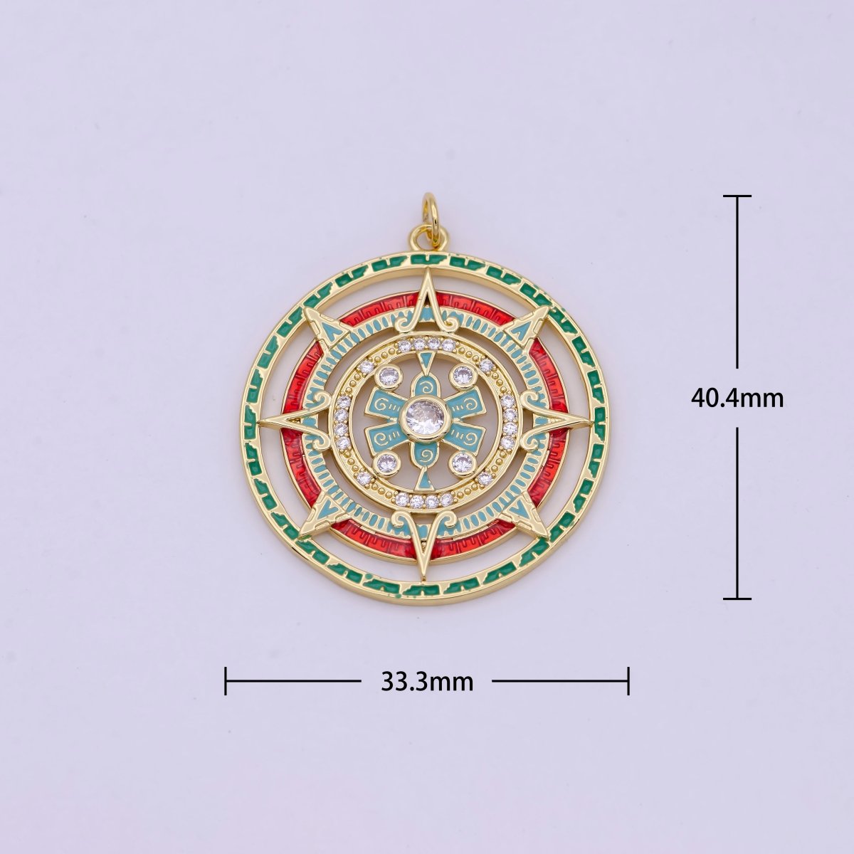 Gold plated Medallion Compass Pendant for Statement Jewelry Necklace N-366 - DLUXCA