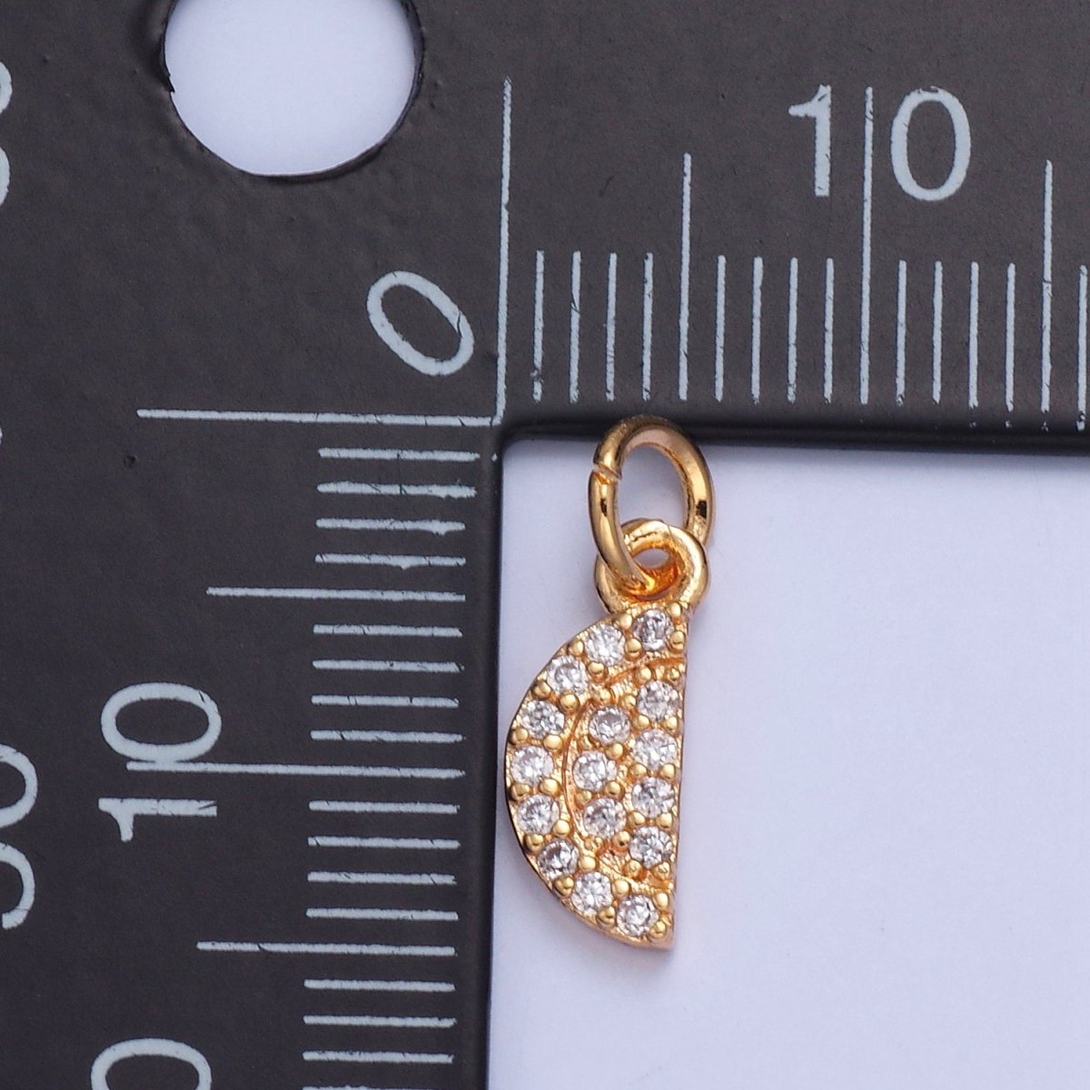 Gold plated Micro Pave CZ Watermelon Charm, Multicolor / Clear Cubic Zirconia Fruit Slice Charm For Jewelry Making, X034 X035